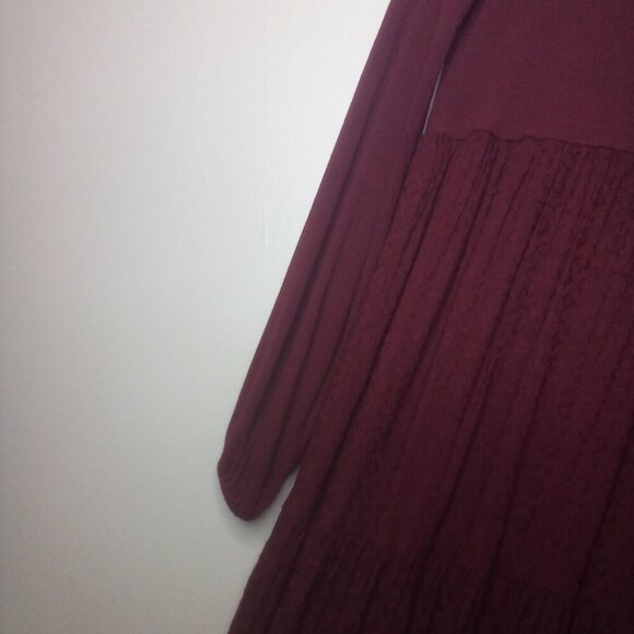 Threads & States Dress S Women Long Sleeve Turtle Neck Textured Red Maroon - Picture 10 of 16